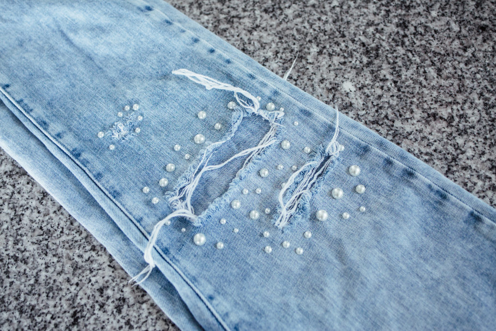 Trash to Couture DIY Pearl Jeans